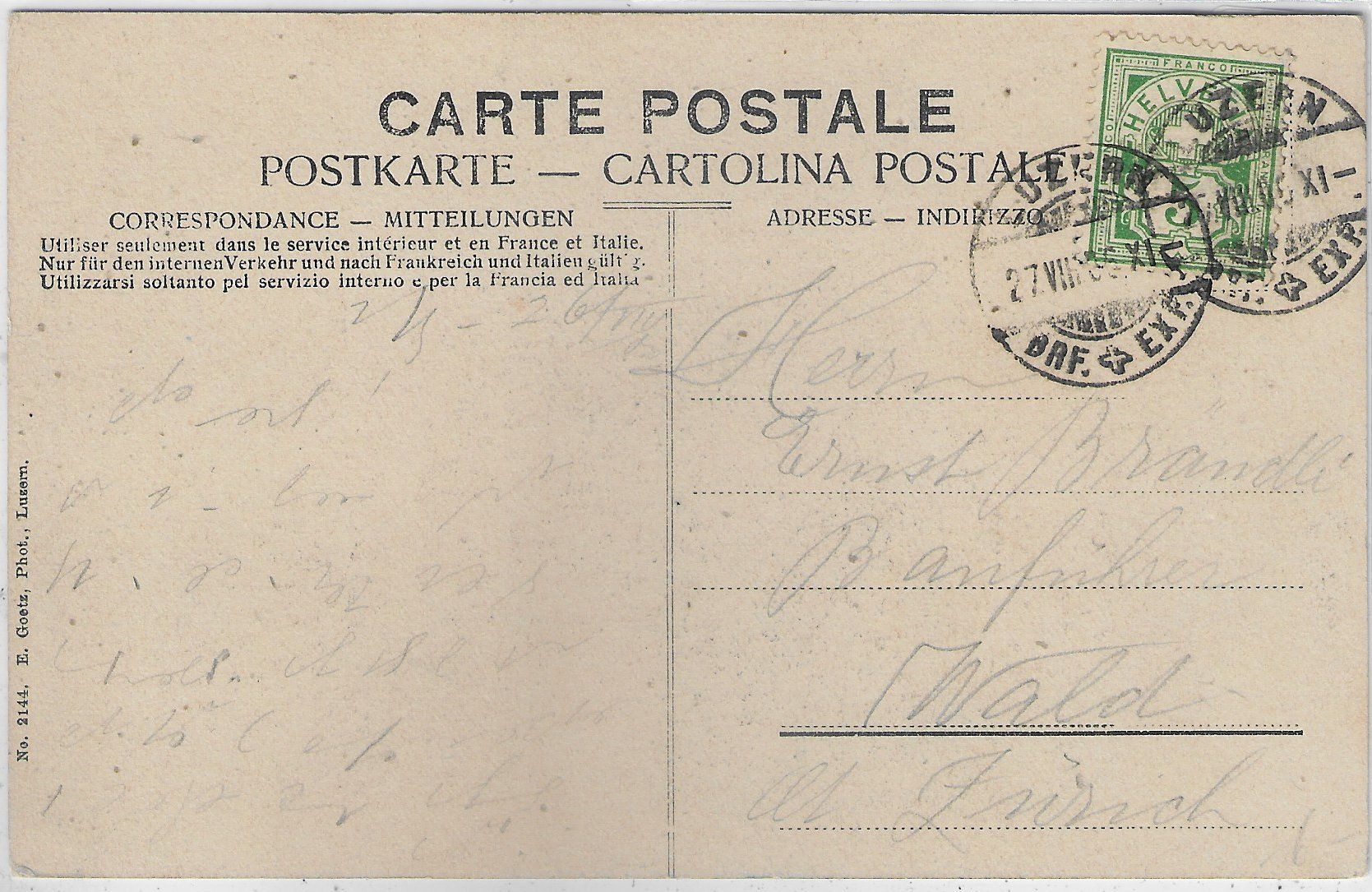Cartes postales: Luzern - Gütschbahn mit Hotel Gütsch – D'occasion à Ettingen par Kartenplanet 1