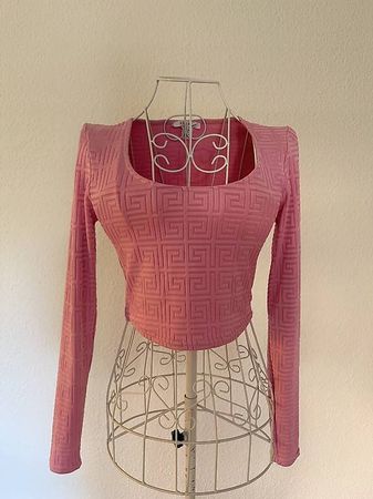 Pinkes Langarm Crop Top 