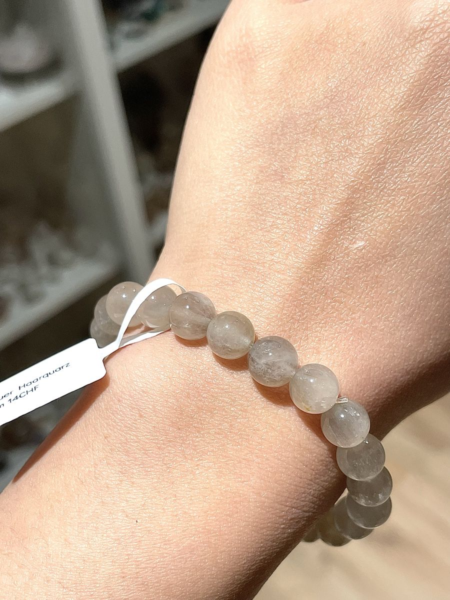 Bracciali & Braccialetti: Grauer Haarquarz 9mm Armband – Nuovo e nell'imballaggio originale da Schiers venduto da sisikristall 1