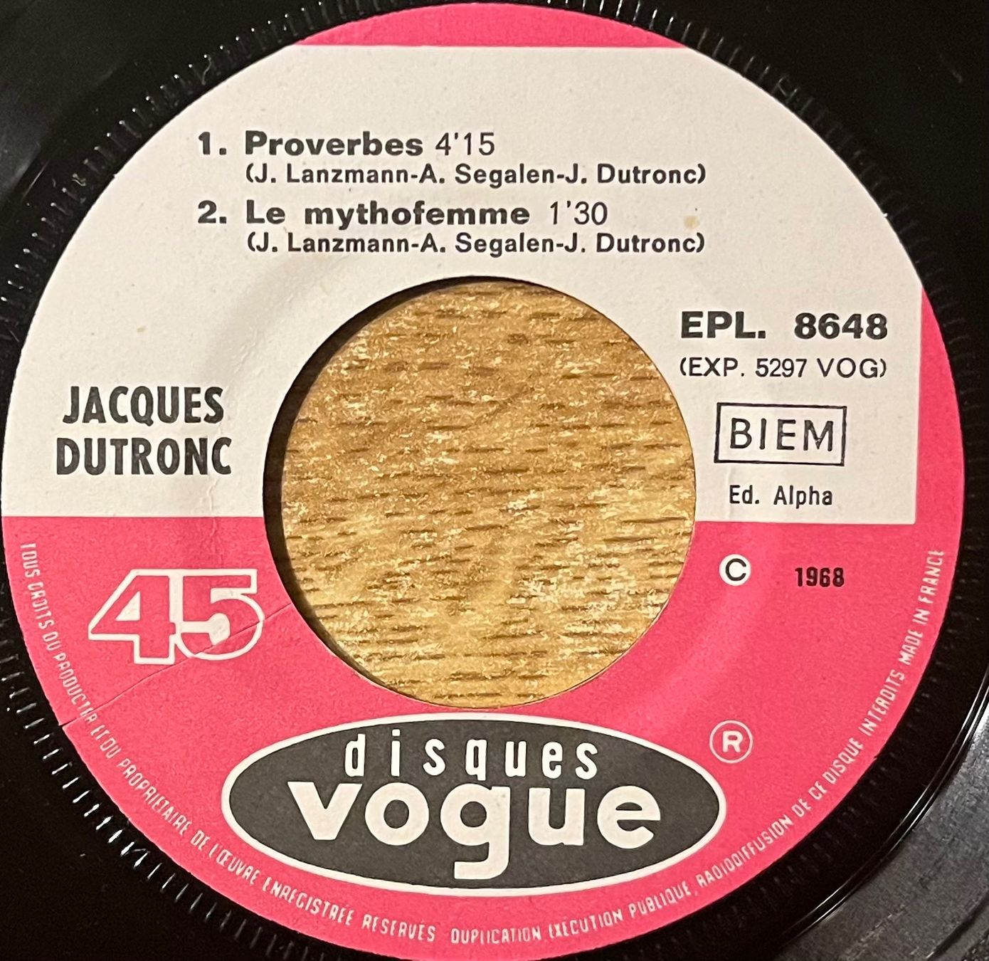 Dischi in vinile: JACQUES DUTRONC - A TOUT BERZINQUE / PROVERBES – Usato da Bussigny venduto da vinyl-pas-cher 3