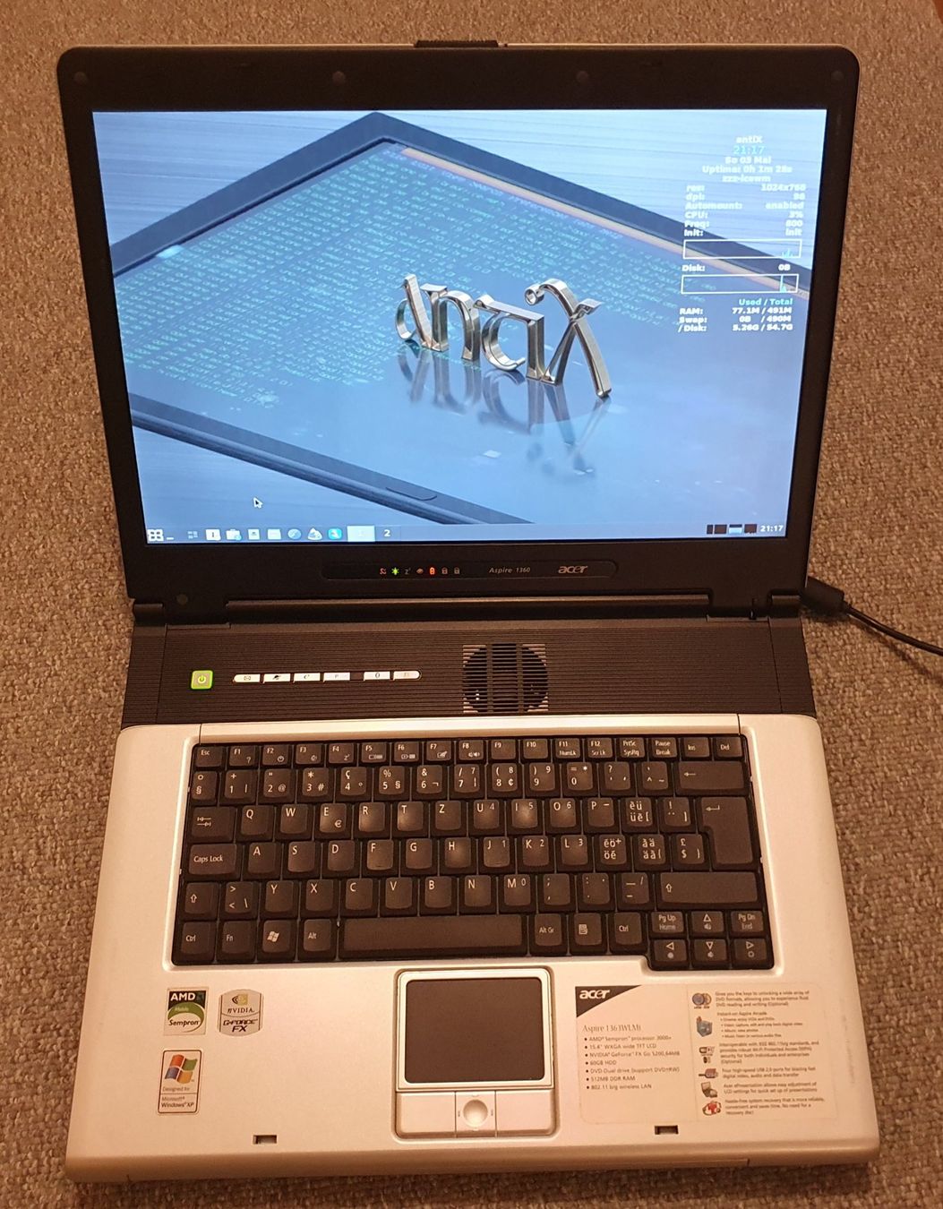 Acer Notebooks: Acer Aspire 1363WLMi, Geforce FX Go 5200 64MB, Antix Linux – Gebraucht aus Winterthur von E-Frosch