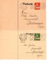 2 Postkarten - Perfin