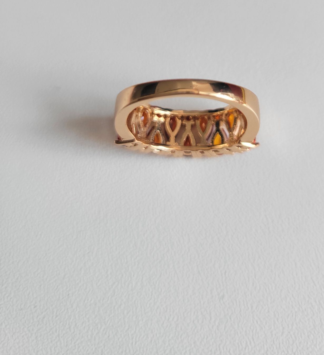Ringe: Bague élégante dorée avec pierres oranges - Taille 54 – Neu (gemäss Beschreibung) aus Bernex von Dariafr 7