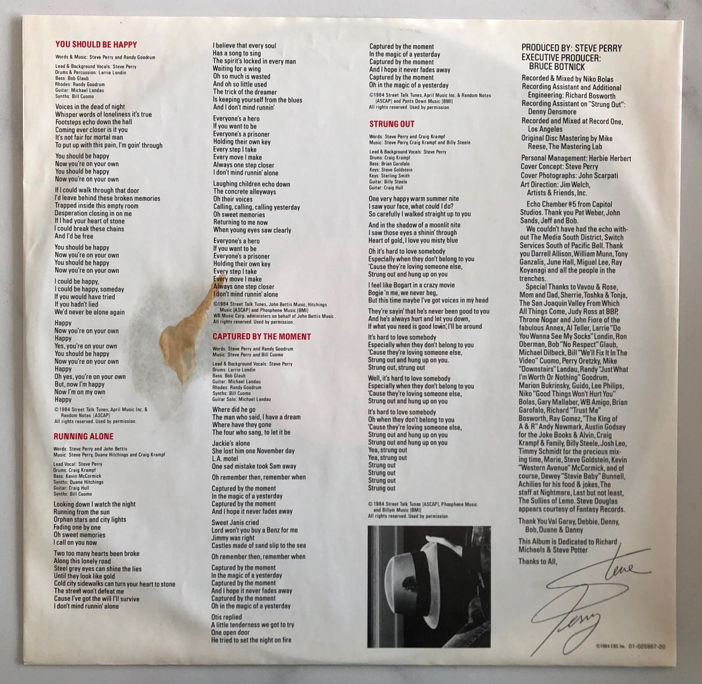 Dischi in vinile: JOURNEY / STEVE PERRY - STREET TALK – Usato da Poliez-Pittet venduto da Newtown-Records 2