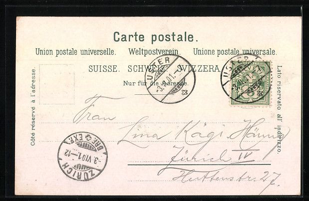 Ansichtskarten: AK Uster, Ortspartie, 1901 – Gebraucht aus Berlin von bartko-reher 1
