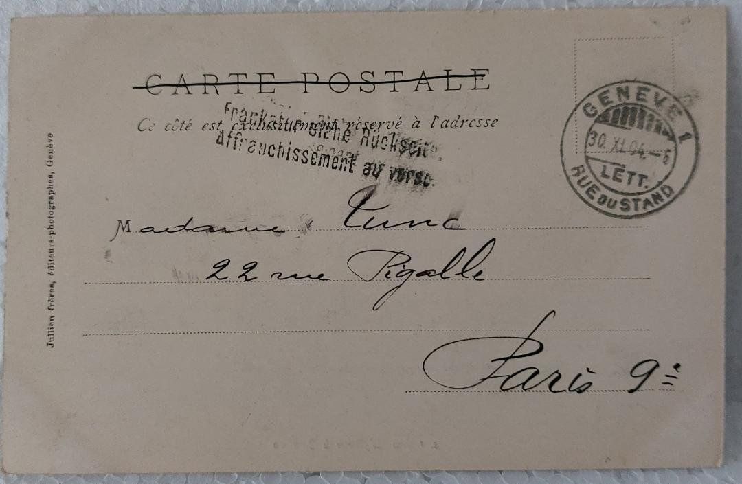 Ansichtskarten: GENÈVE  -  Hiver  -  1904 – Gebraucht aus Delémont von Domdom1 1