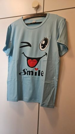 T-shirt uomo tg.S azzurra poliestere Smile