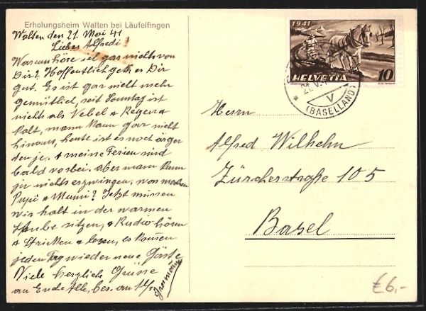 Cartoline postali: Läufelfingen, Das Erholungsheim Walten – Usato da Berlin venduto da bartko-reher 1