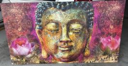 Wandbild Buddha mit Lotusblumen Leinwand 