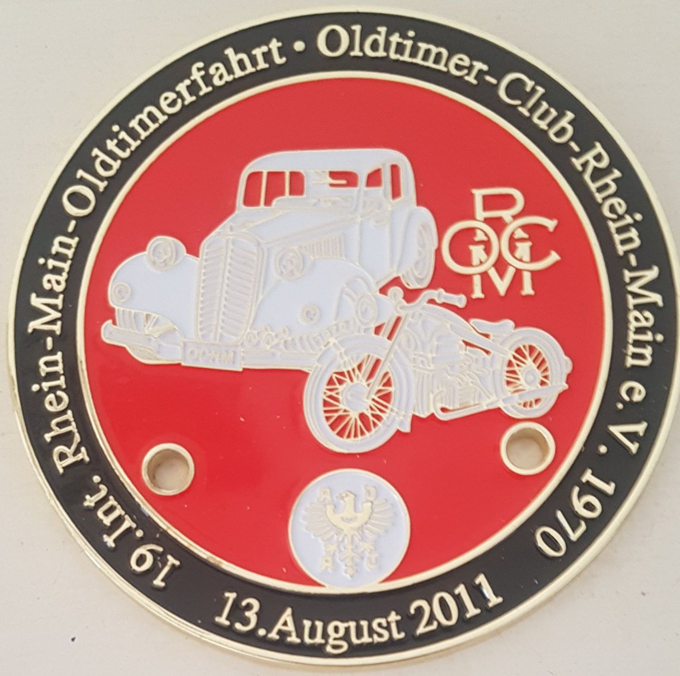 Plaketten & Abzeichen: Plakette 19.Int. Rhein-Main-Oldtimerfahrt 13.August 2011 – Gebraucht aus Neuchâtel von Blondy_73