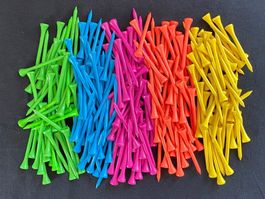 250 Golftees „neon - Mix“ 70mm Holz