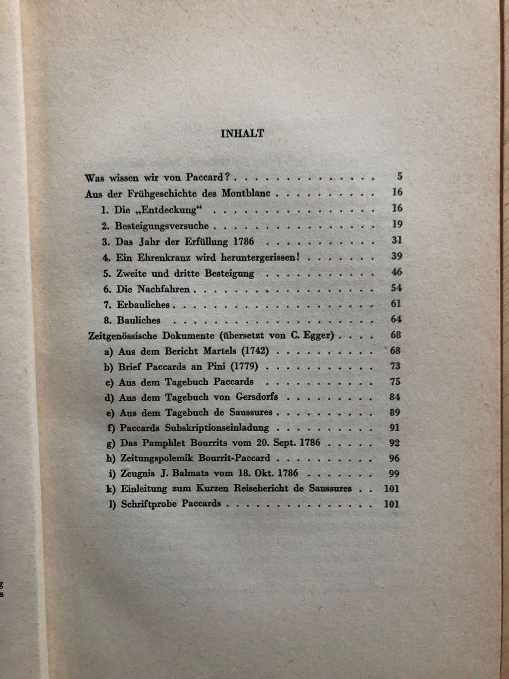 Libri: Carl Egger: Michel-Gabriel Paccard und der Montblanc – Usato da Zürich venduto da allp 2