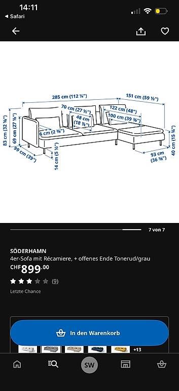 Sofas: IKEA Söderhamn Sofa 4er grau – D'occasion à Niederscherli par ste_2pj6 3