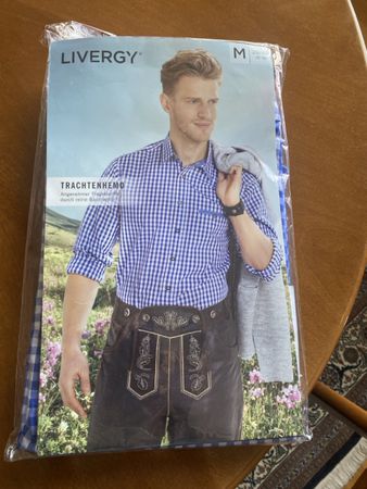 Livergy Trachtenhemd kariert blau Grösse M neu verpackt