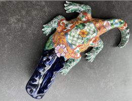 Magnifique Figurine "Crocodile" en Talavera / Artisanal - GM