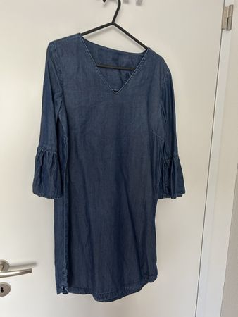 Denim Dress V-Neck Bell Sleeves Size M
