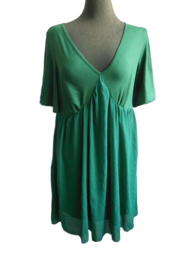 Vestiti: ca. Gr. 46 grünes Stretch Kleid tiefer Ausschnitt – Usato da Basel venduto da frausommerwind 2