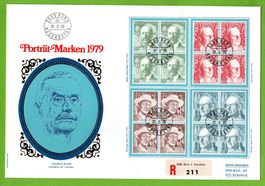 1979 FDC Porträtmarken Rilke - Klee - Hesse  - Mann Viererbl