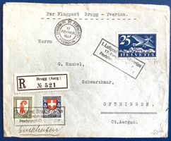 1927 Flugpost R Brief Pestalozzi-Gedenkfeier Brugg Oftringen