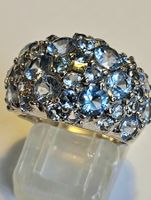 Ring Silber mit blauen Topas EdelSteinen Grösse 52