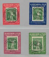 1909 Kochermarken Serie 2a-2d, schön gestempelt