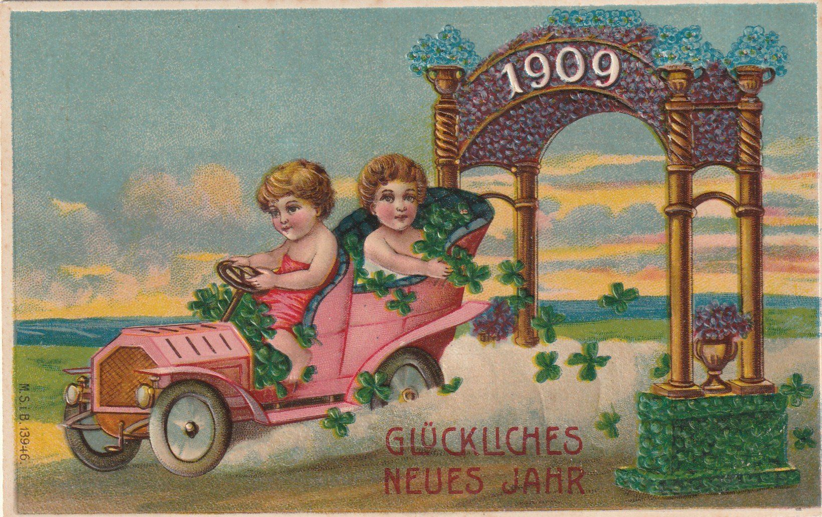 Ansichtskarten: Neujahr 1909 Prägekarte – Gebraucht aus Rorschacherberg von fratovi2