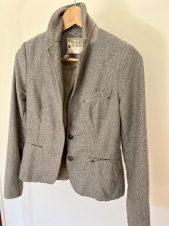 NILE Damen-Blazer grau, Gr. XS – Fischgrat-Optik, Top !