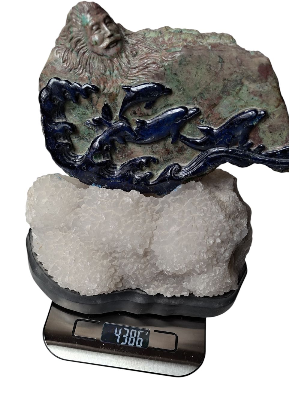 Statuette: Delfini in Azzurrite e Malachite su Fluorite e Quarzo – Nuovo (secondo la descrizione) da Lugano venduto da fbo_82wg