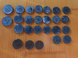 1-10 Pf. Münzen Reichspfennig Deutsches Drittes Reich 21 Stk