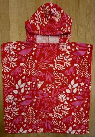 Roter Kinder Badeponcho mit Kapuze, 92/98