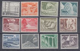 1949, SBK 297-308 Technik und Landschaft Serie ** postfrisch