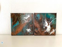 2-er Set abstrakte Kunst, Acrylmalerei