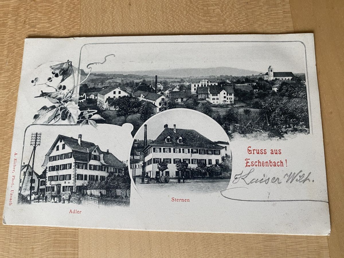 Cartoline postali: Eschenbach 1903 – Usato da Mosnang venduto da Goldwasser