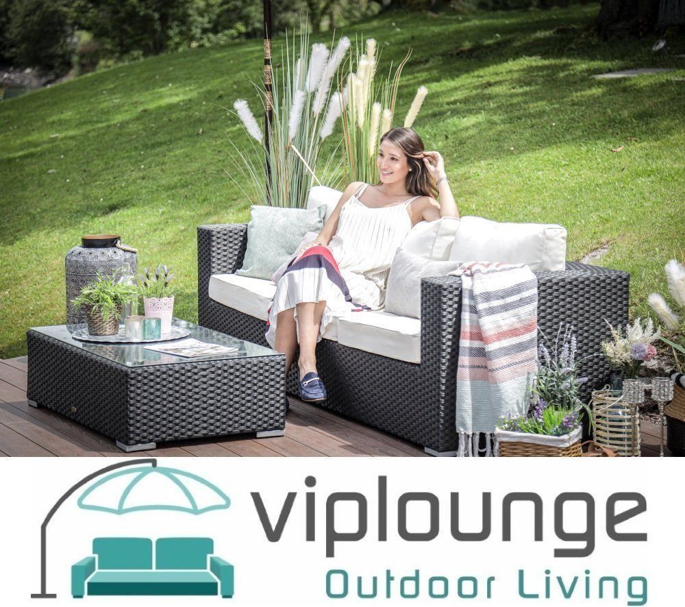 Viplounge Divani: 3er Rattan Gartensofa Lenya schwarz – Nuovo e nell'imballaggio originale da Uznach venduto da viplounge 2
