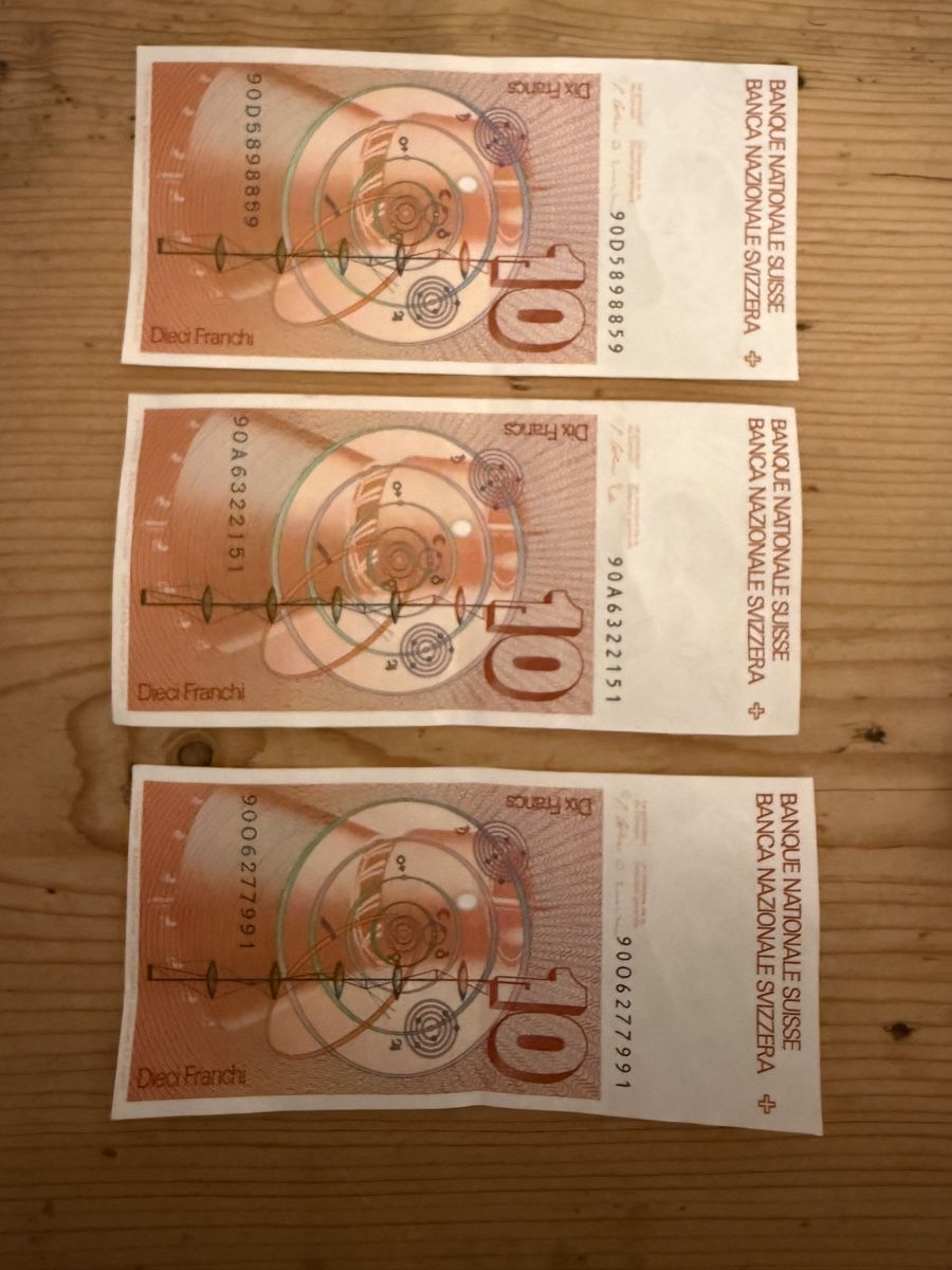Billets de banque: 3 x 10 Franken Note Schweiz 6. Serie – Neuf (Voir description) à Hettlingen par Sabian5 1