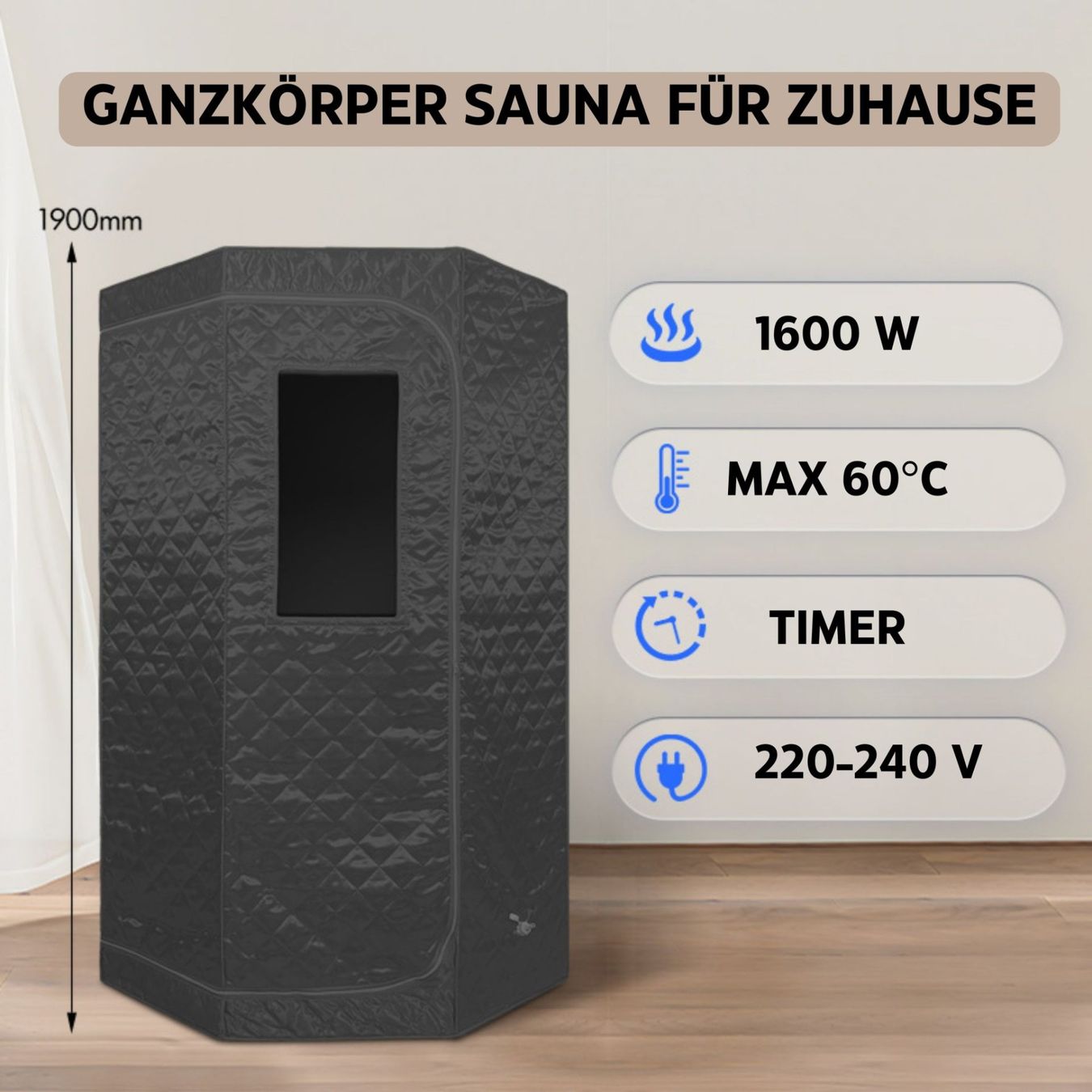 Sauna & Accessori: Tragbare Dampfsauna SANTANDER mit 3.6 Liter Dampfgenerator – Nuovo e nell'imballaggio originale da Wallenwil venduto da toesstal-vertrieb 9