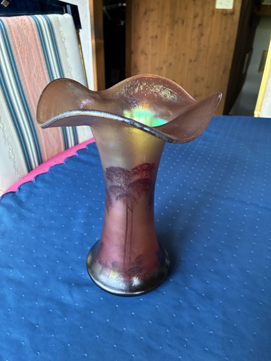Vasen & Gefässe: Jugendstil Glasvase mit geätztem Dekor – Gebraucht aus Dornach von Rosengarten 2