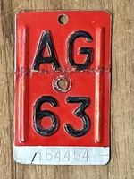 AG 63 - VELONUMMER - FAHRRADSCHILD - PLAQUE DE VELO - AG 63