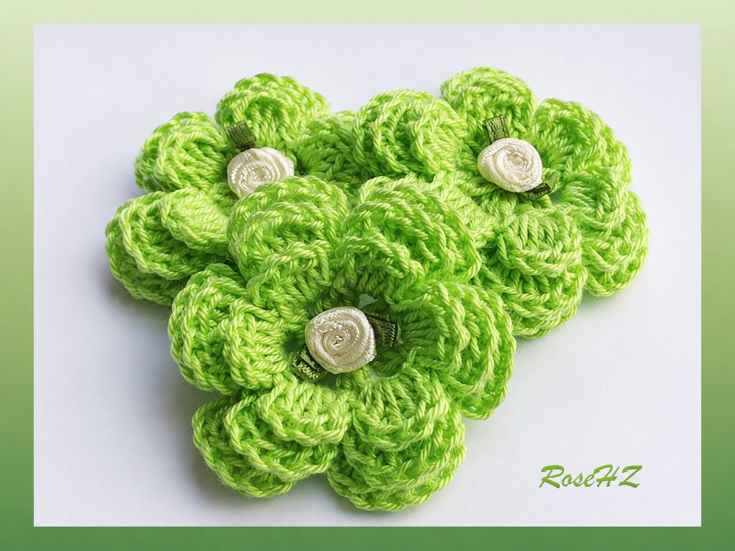 Patches: Gehäkelte Blumen 3.Stück Baumwolle – Neu (gemäss Beschreibung) aus Schaffhausen von RoseHaekelzauber