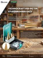 technocraft HSS-G-M2 TiN Stufenbohrer-Satz 3-tlg. NEU & OVP
