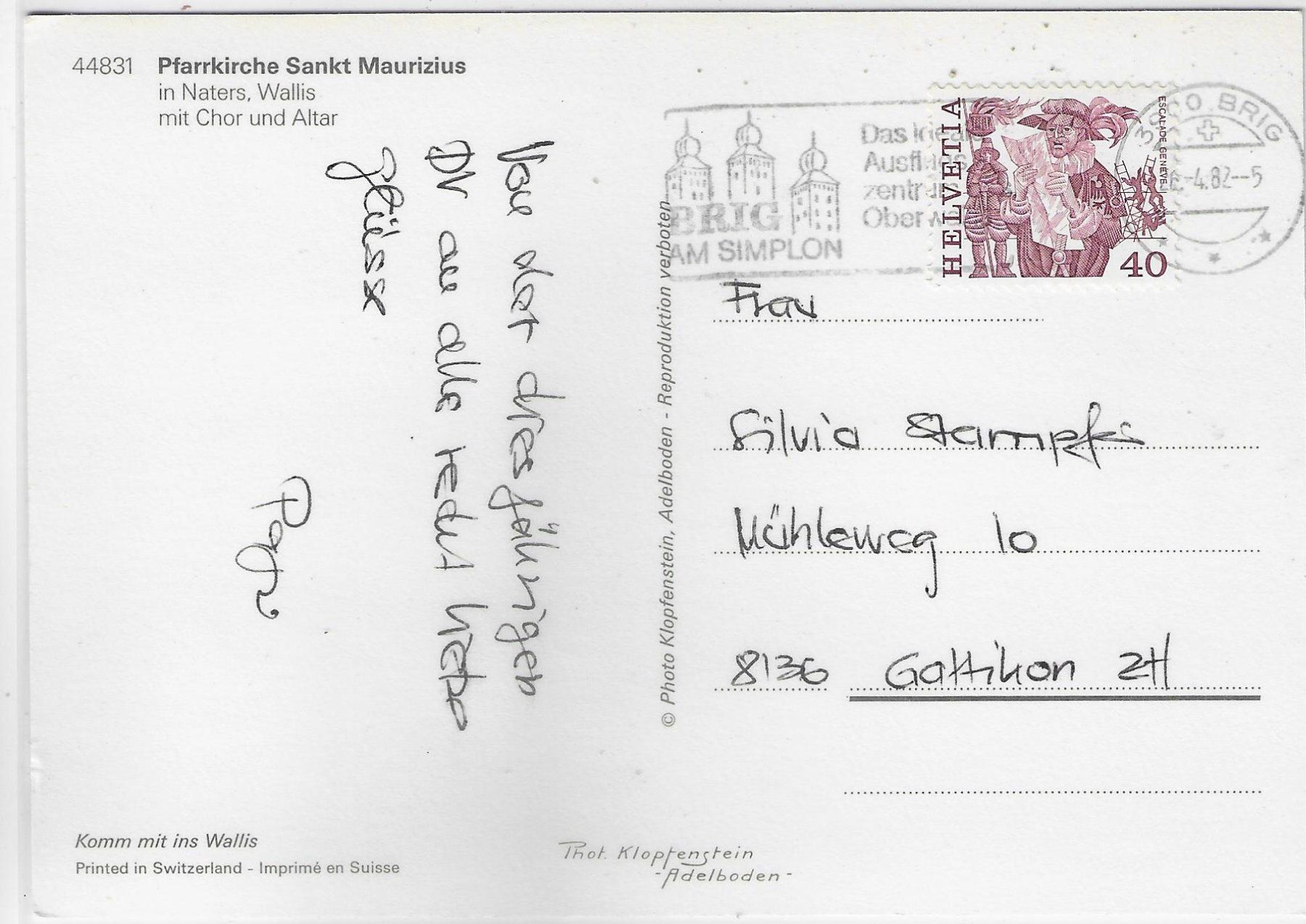 Cartoline postali: Naters - Pfarrkirche Sankt Maurizius – Usato da Ettingen venduto da Kartenplanet 1