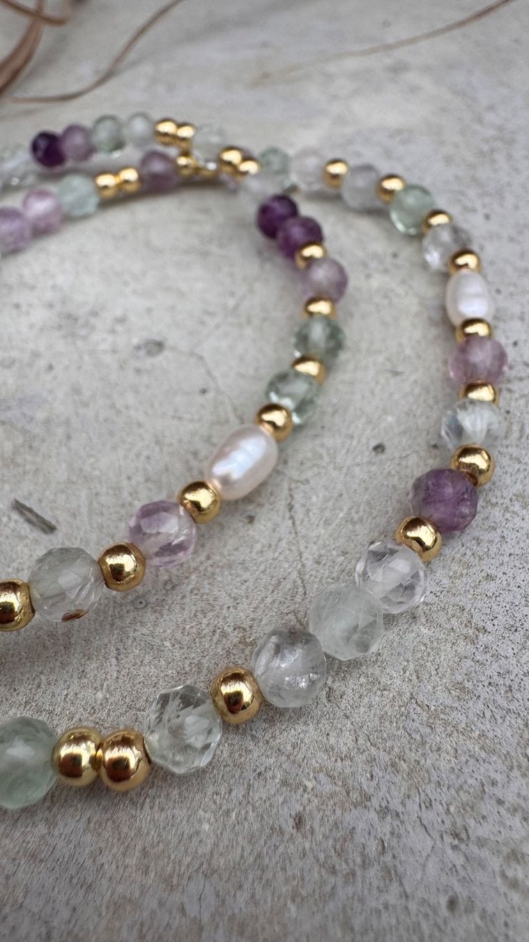 Bracelets: 2 wunderschöne Armbänder aus FLUORIT & Süsswasserperle – Neuf avec emballage d'origine à Rombach par Ivreajewels 3