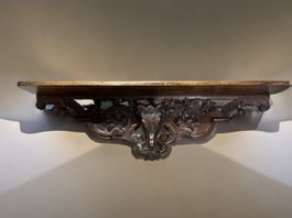 Victorian Hand Carved Wooden Fox Shelf