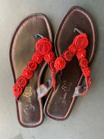 Zehentreter Sandalen, rot, Leder, Grösse 38