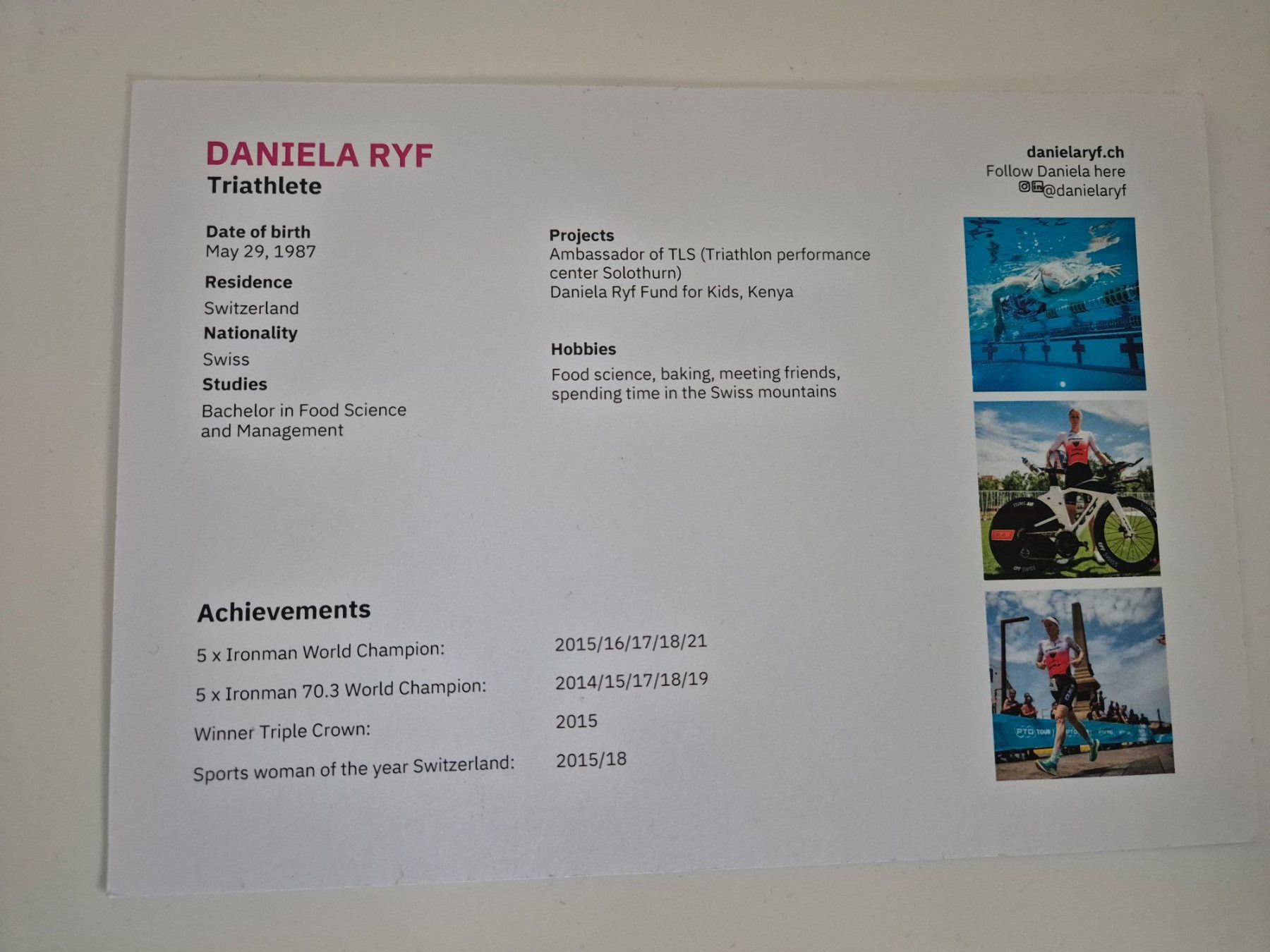 Autographes: Autogrammkarte Daniela Ryf Originalunterschrift – Neuf (Voir description) à Eglisau par nicij79 1