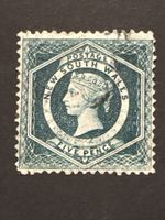 Timbre New South Wales 5 Pence vert état d'usage