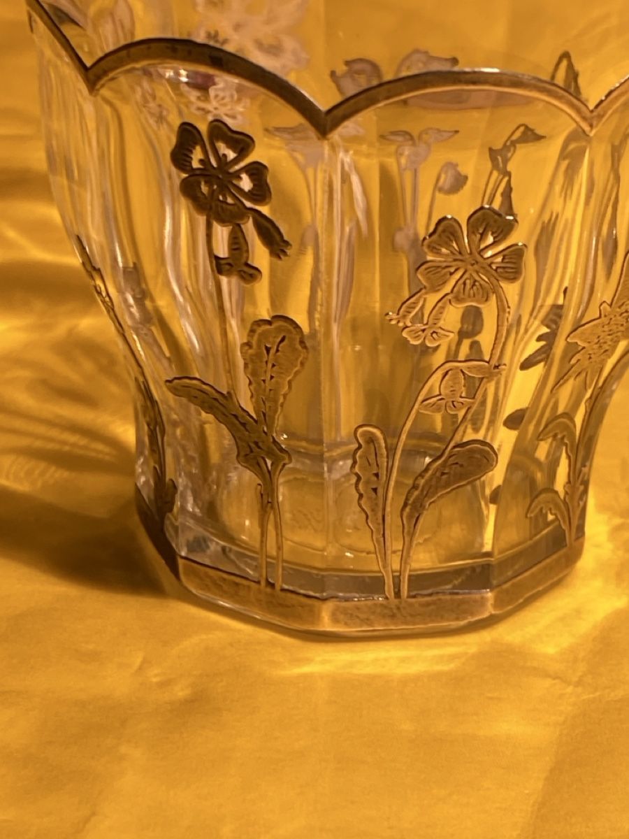 Duralex Bicchieri: Verre Duralex cerclé de fleurs argentées – Usato da Bevaix venduto da Dominixx52 4