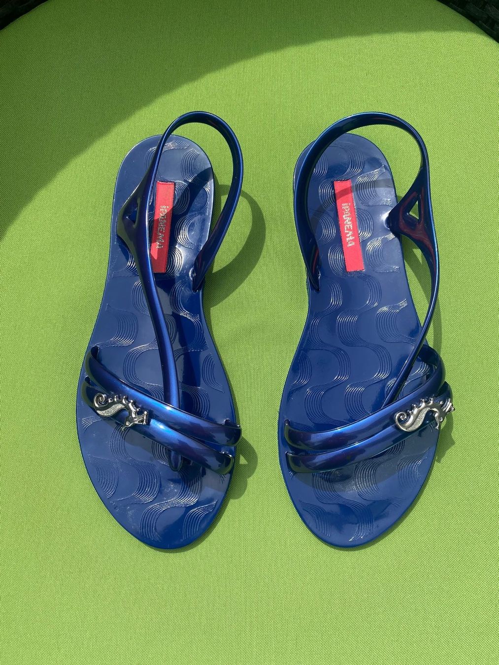Damenschuhe: SUMMERTIME - stylische Flip-Flops mit Seepferdchen, blau, 38 – Gebraucht aus Winkel von ferrari2022 2