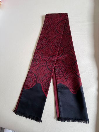 Edler Herrenschal aus Seide/Wolle, bordeaux-rot/schwarz,