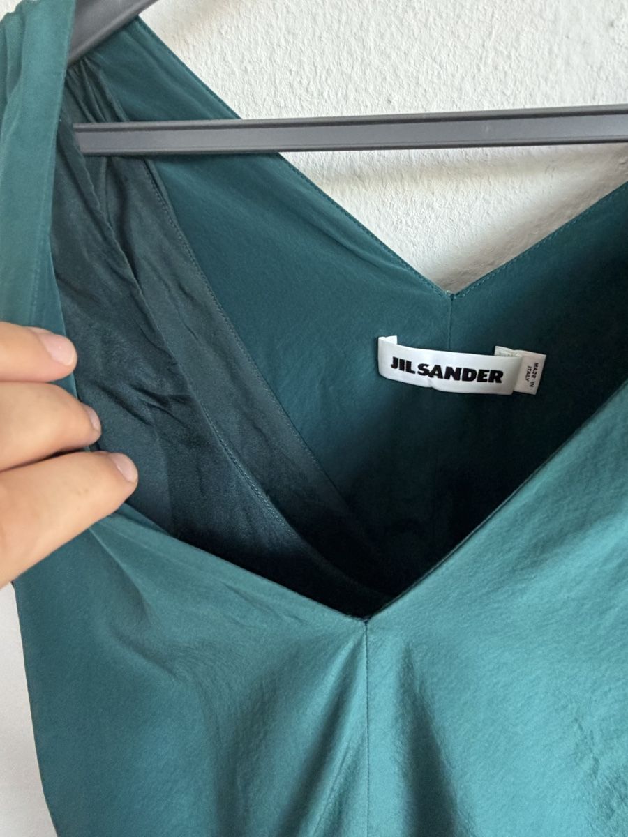 Jil Sander Vestiti: Robe en soie 100 % vert émeraude Jil Sander – Usato da Cressier FR venduto da Kvito4ka 4
